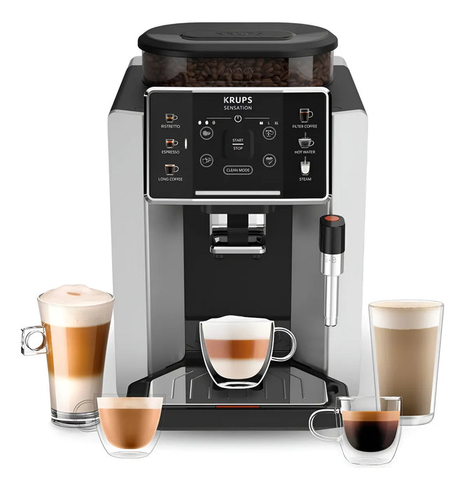 Cafetera De Espresso Automática Sensation, Krups, Ea910emx Negro/plata GRADO A