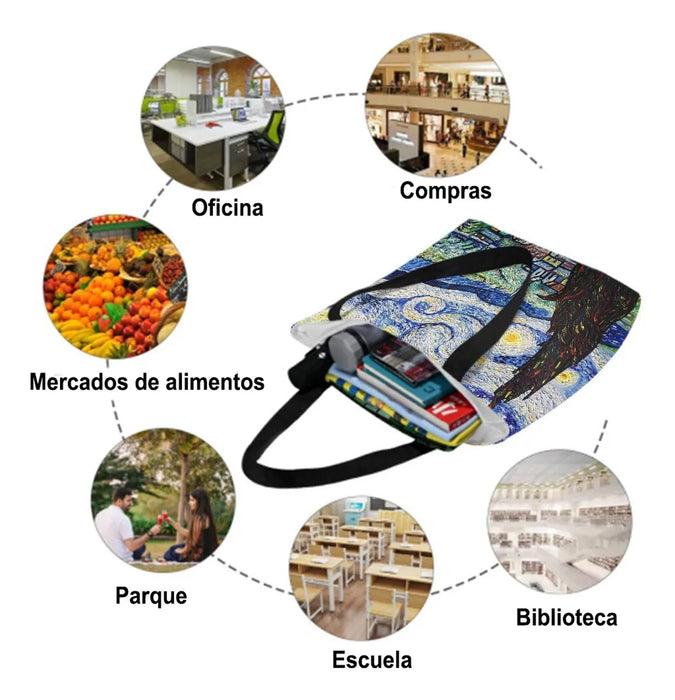 bolsas para mujer de hombro gran capacidad de lona,van gogh 789