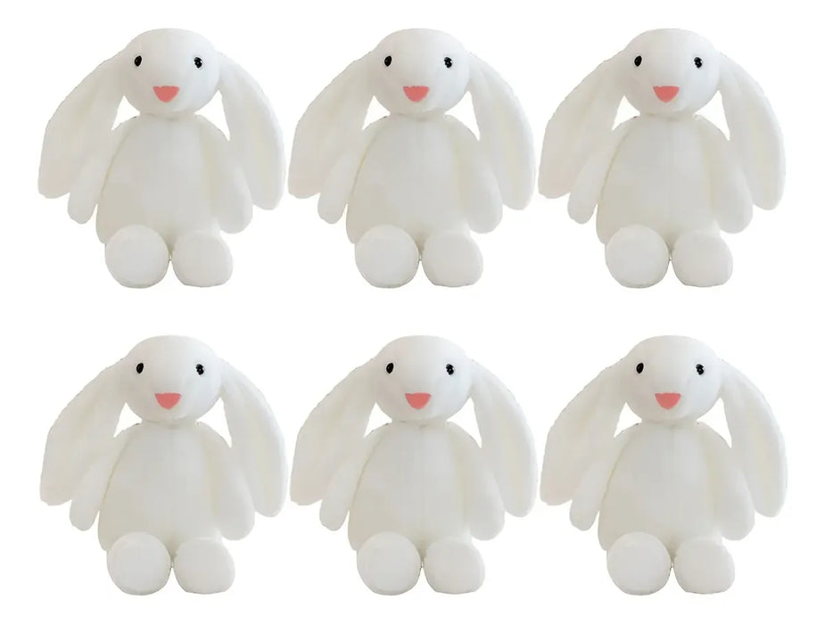 PELUCHES MAYOREO 6 PZAS CONEJOS BLANCOS 30CM GRADO B