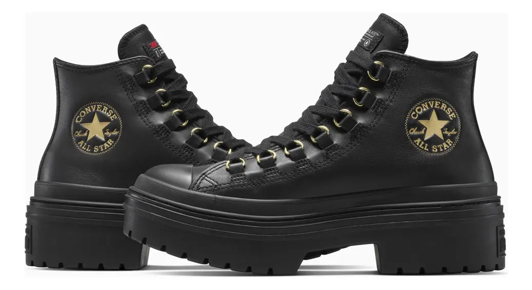 TENIS CONVERSE LUGGED HEEL   A14542C MUJER NEGRO LISO 22.5 CM GRADO A