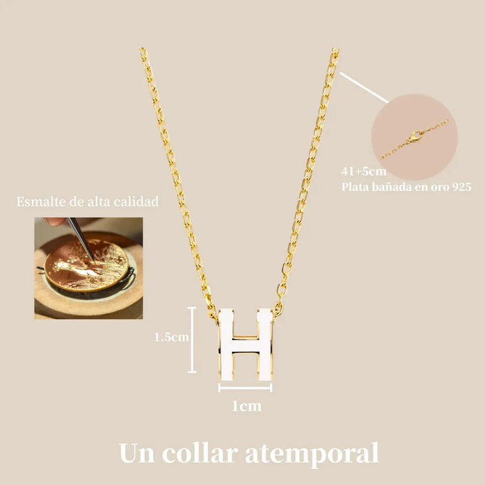 COLLAR DIJE LETRA INICIAL PLATA 925 BAÑO ORO LUZIO MUJER BLANCO GRADO B