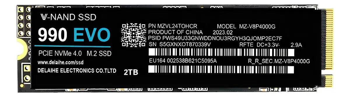 SSD NVMe M.2 KOMSOM 990 EVO 2TB | Velocidad Gen4 para Gaming y Edición 4K GRADO A