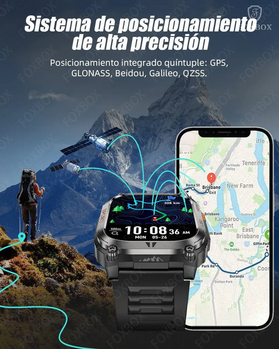 RELOJ INTELIGENTE HOMBRE CON AGPS MILITAR SMARTWATCHES CON LINTERNA Y ASISTENTE DE VOZ JIOYE WAIER NEGRO/KHAKI GRADO B