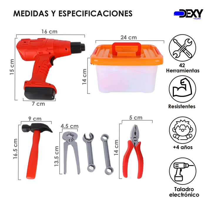 JUGUETE HERRAMIENTAS NIÑOS TALADRO INFANTIL GRADO B