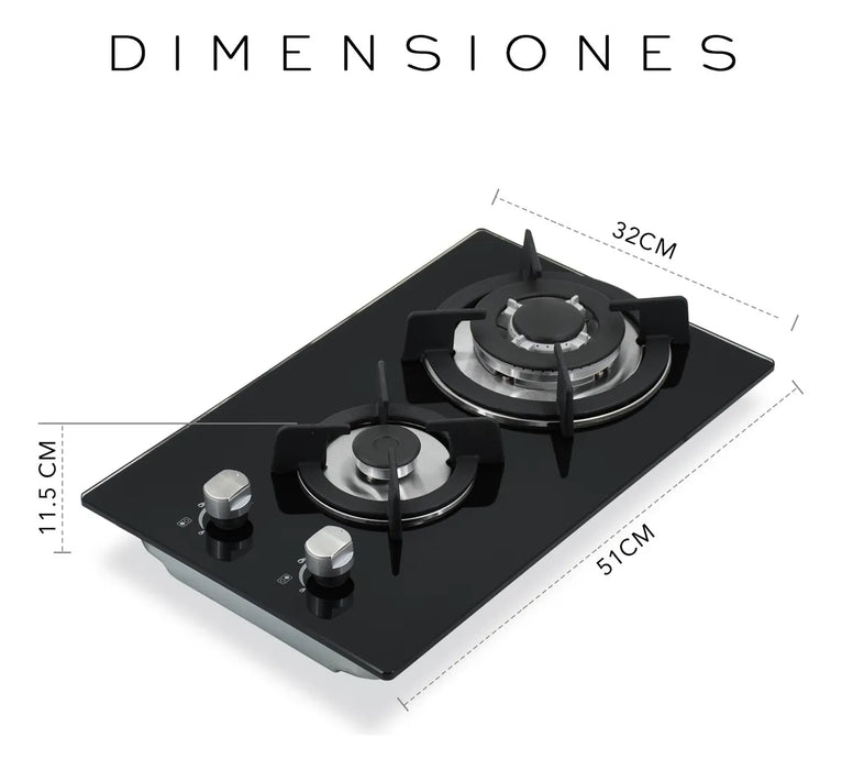 Parrilla A Gas Color Negra 2 Quemadores Nube GRADO B