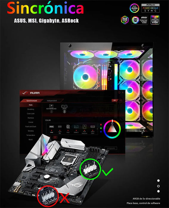 KIT DE 6 VENTILADORES PC GAMER, DISIPADORES DE CALOR RGB GRADO A