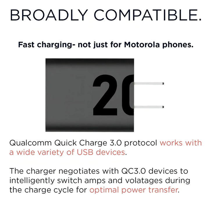 Cargador Motorola Turbo Power 20w Sin Cable Entrada Usb Grado A