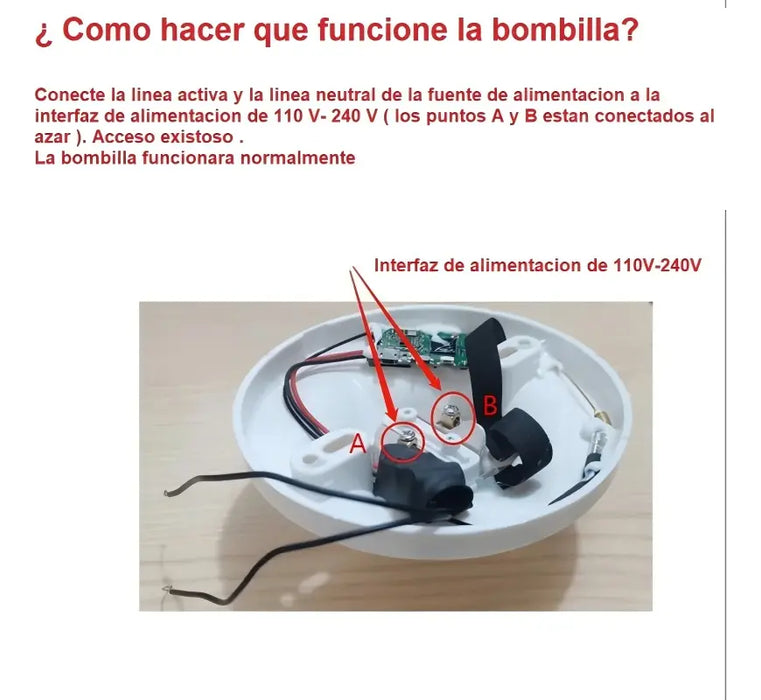 PORTALAMPARAS REAL MINI CAMARA OCULTA FULL HD 1080P WIFI APP 4K COLOR BLANCO LENTEMX GRADO B