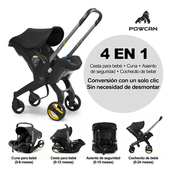 CARRIOLA PLEGABLE SISTEMA DE VIAJE CARRIOLA PARA BEBÉ 4 EN 1 COLOR NEGRO GRADO B
