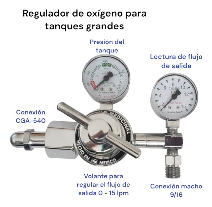 regulador para tanque de oxã­geno medicinal con manometro 2782