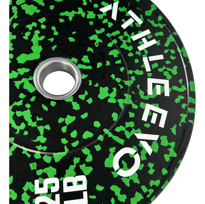 ATHLEEVO PAR DISCOS BUMPER 25 LB 2 PZ CROSSFIT GYM OLIMPICOS COLOR VERDE GRADO B