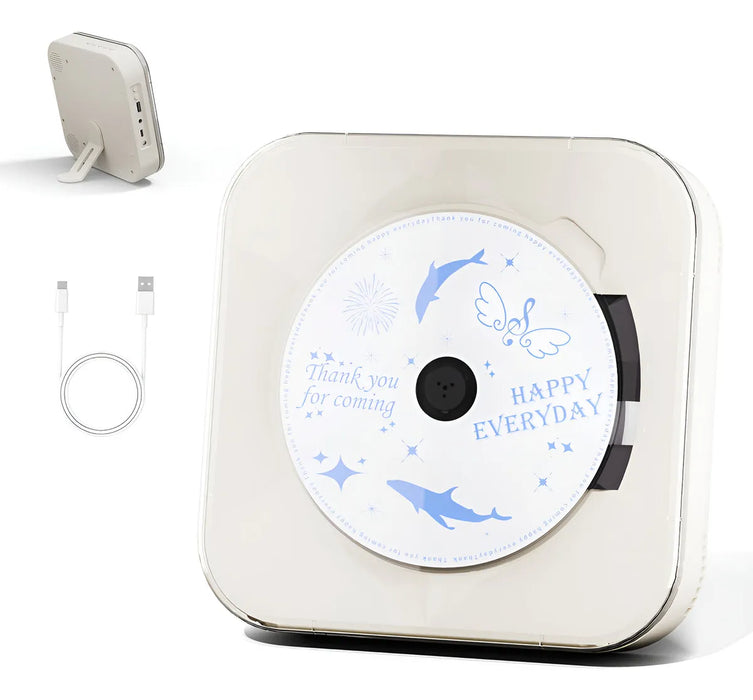 YINTINY REPRODUCTOR DE CD DE CUERO RECARGABLE CON ALTAVOZ GRADO A