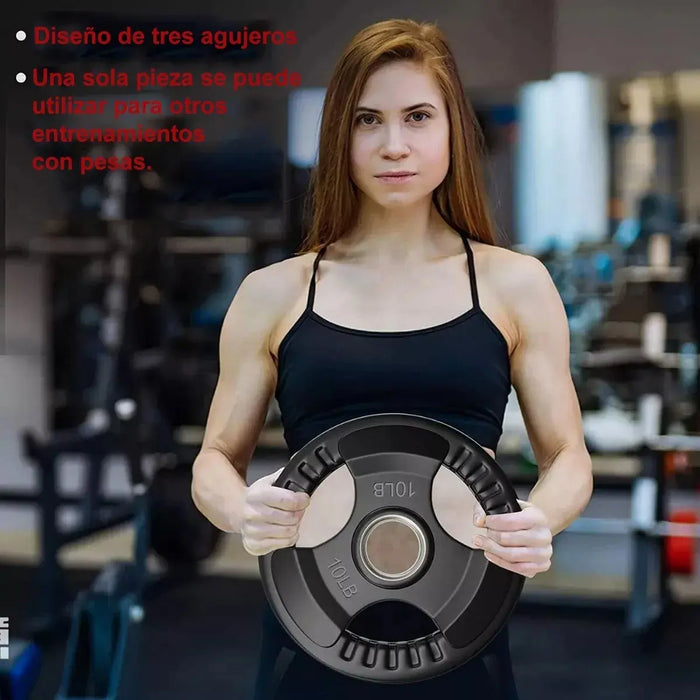 PAR DISCOS OLÍ­MPICOS GYM RECUBIERTO CON CAUCHO 20KG 45LB NEGRO GRADO B