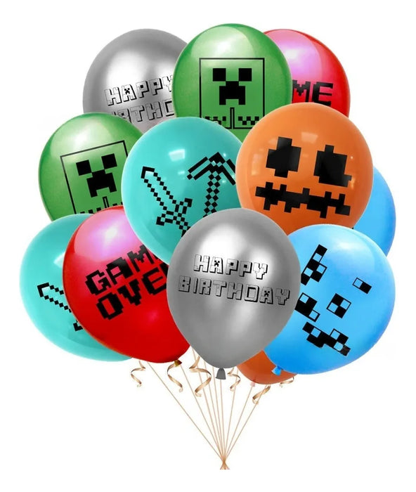 Globos De Cumpleaños Decoracion Minecraft Fiesta Tematica 2 grado B