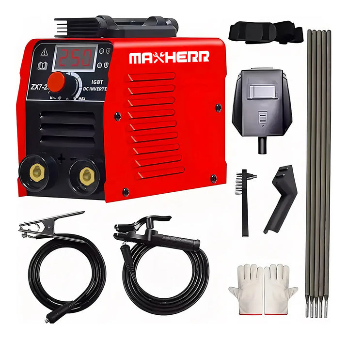 SOLDADORA INVERSOR MAXHERR MAQUINA SOLDAR INVERTER PORTATIL AMP250A 50/60HZ TECNOLOGIA INVERTER IGBT NARANJA GRADO B