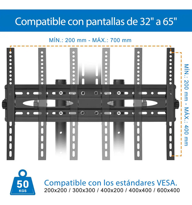 SOPORTE TV MÓVIL CON ALTURA AJUSTABLE PARA TV DE 32'' A 75'    GRADO B
