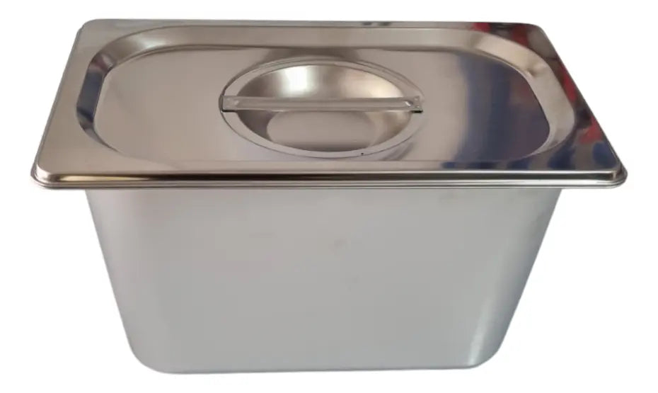 INSERTO CHAROLA 1/4 DE 15 CM CON TAPA INOXIDABLE 8 JUEGOS PLATEADO GRADO B