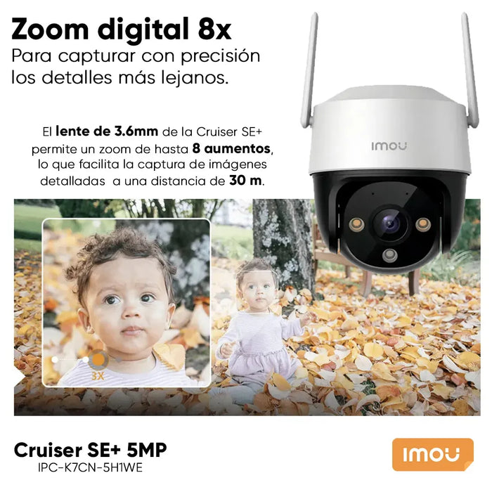 IMOU CÁMARA DE SEGURIDAD WIFI CRUISER SE+ 5MP IPC-K7CN5H-PLUS-256 CON MICROSD 256GB FULLCOLOR IMOU SENSE ALTA DEFINICIÓN... BLANCO Grado B