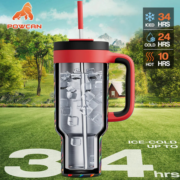 Powcan Vaso Termico Con Pajita 2 En 1 Con Calor/frio 40oz grado B