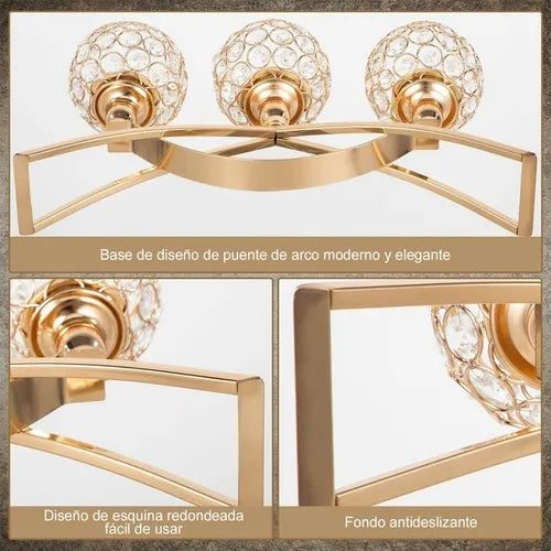 Candelabro Portavelas Cristal Para Decoración De Mesa 3brazo