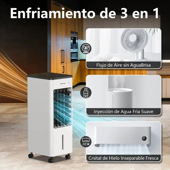 Climatizador Evaporativo Portátil Censtech | Control Remoto | 4 Modos y 3 Velocidades | Oscilación | Blanco | Grado B ✨