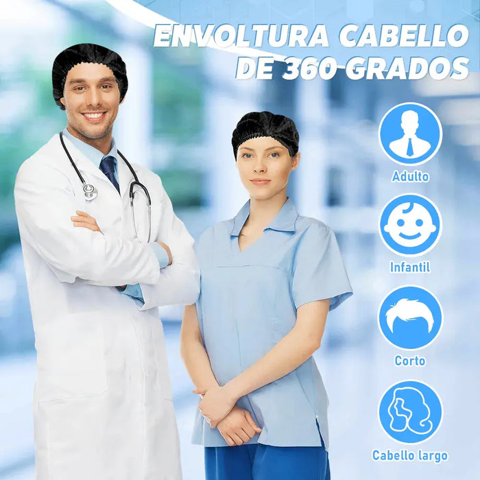 300 PZAS COFIA GORRO PLISADO DESECHABLE PLISADO COFIAS GORRA GRADO B