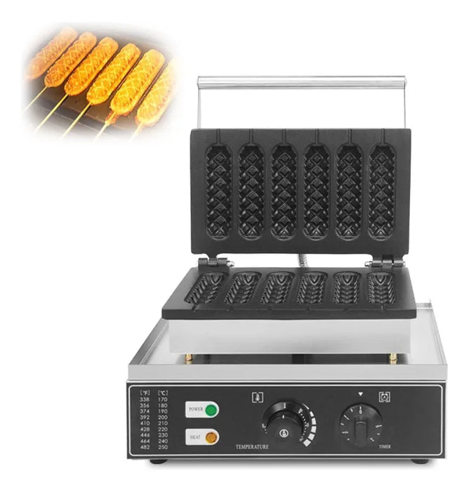 Máquina Profesional para Gofres de Hot Dog y Banderillas | Acero Inoxidable | 1550W GRADO A