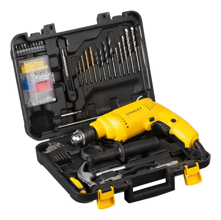 KIT TALADRO PERCUTOR 3/8 + ACCESORIOS STANLEY SCH10D2K AMARILLO 60 HZ GRADO A