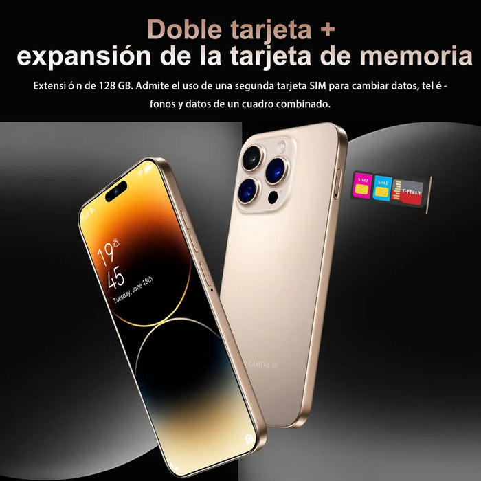 DUAL SIM I16 PRO MAX DESBLOQUEA 12GB RAM +512GB ROM 2025 EL MÃ¡S POPULAR TELÃ©FONO INTELIGENTE ANDROID 14 RED 5G ADMITE CONEXIÃ³N WIFI Y BLUETOOTH CORAL CLARO GRADO B