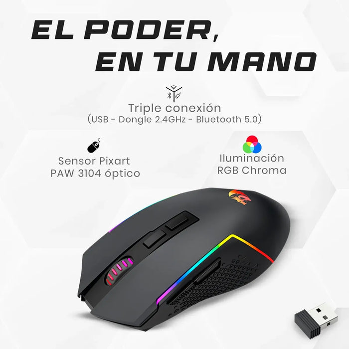 COMBO GAMER REDRAGON S136 TECLADO + MOUSE INGLÉS INALÁMBRICO NEGRO grado b