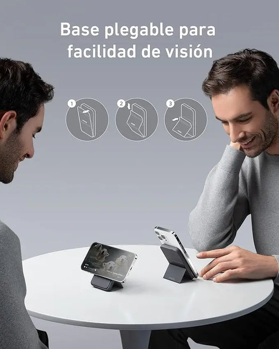 POWER BANK PORTÁTIL INALÁMBRICO ANKER MAGGO MAGSAFE 5000MAH - BATERÍA PORTÁTIL POWERBANK USB INALÁMBRICO CARGA RÁPIDA, COMPATIBLE IPHONE 15, 14, 13, 12, NEGRO   |   GRADO A