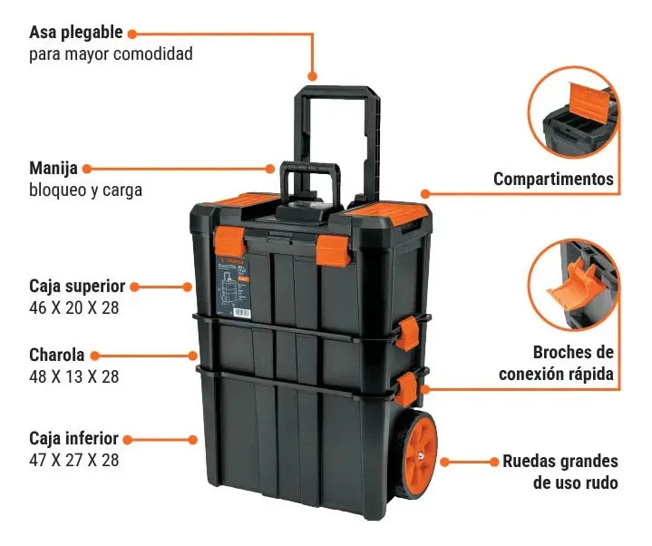 Caja para Herramientas 3 en 1 Desmontable Truper CHP-1925R 19x25 Pulgadas | Color Negro | Grado B