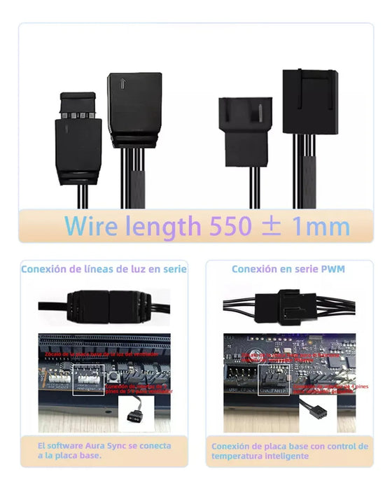 KIT DE 6 VENTILADORES PC GAMER, DISIPADORES DE CALOR RGB DE 4 GRADO A.