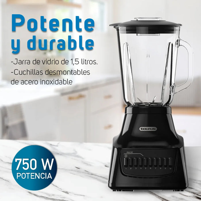 LICUADORA MENINA GLASS ECO TAURUS 1.25 L COLOR NEGRO GRADO A