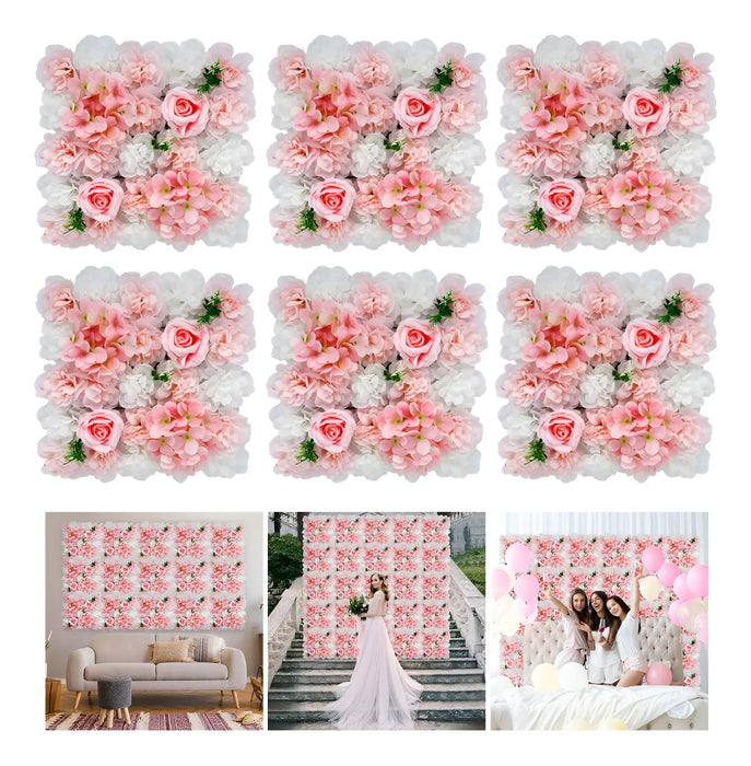 PANELES DE PARED DECORATIVOS VIKINGS PANDA 12 FLORES ROSAS Y HORTENSIAS ARTIFICIALES PINK WHITE GRADO B