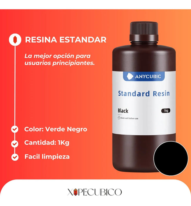 Resina Impresora 3d Anycubic Estandar 1kg Uv405nm Xipecubico Negro