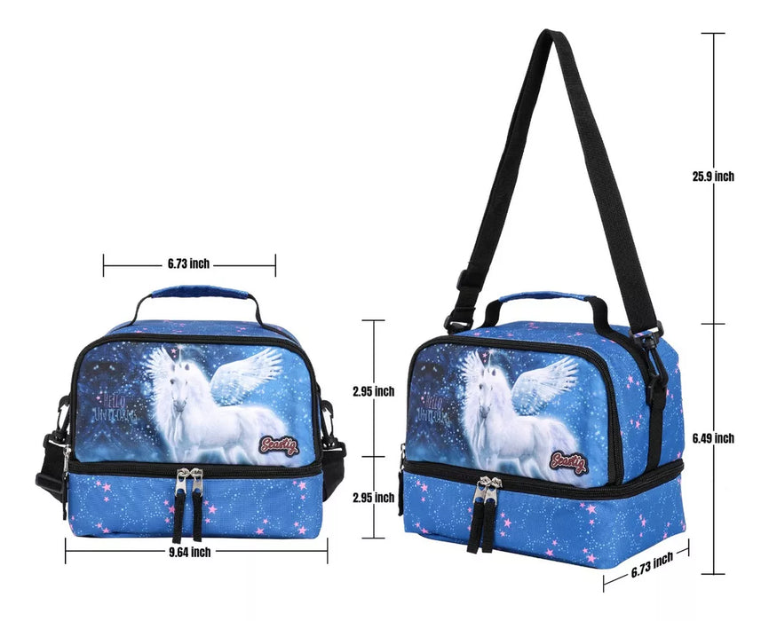 seastig mochila rodante para niã±os, mochila con ruedas de doble asa con bolsa de almuerzo y estuche para lã¡pices, white horse 3994