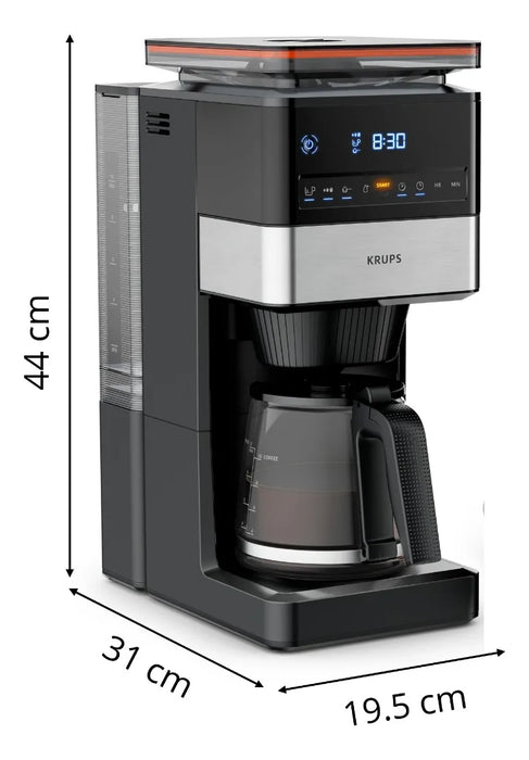 Cafetera De Filtro Grind & Brew, Krups Con Molino, Con Sistema Antigoteo Y Capacidad Para 10 Tazas, Muele Los Granos Al Momento Para Tener Un CafÃ© Mas Fresco, Incluye Filtro Permanente, Km842850 GRADO B