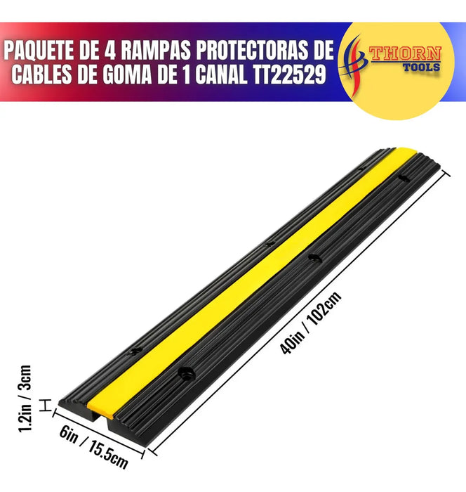 PROTECTOR DE CABLES VEVOR 4 PZAS 1 CANAL DE GOMA GRADO B