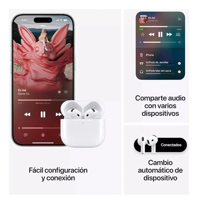Apple AirPods 4° Generación iPhone Y Android Cancelación Blanco Grado B