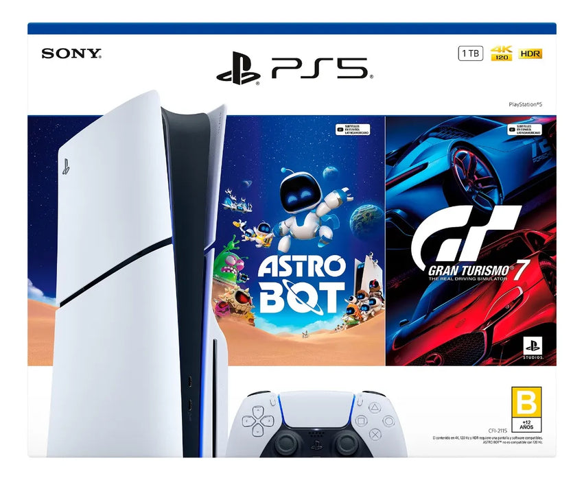 CONSOLA PS5 1 TB: ASTRO BOT Y GRAN TURISMO  BLANCO GRADO A