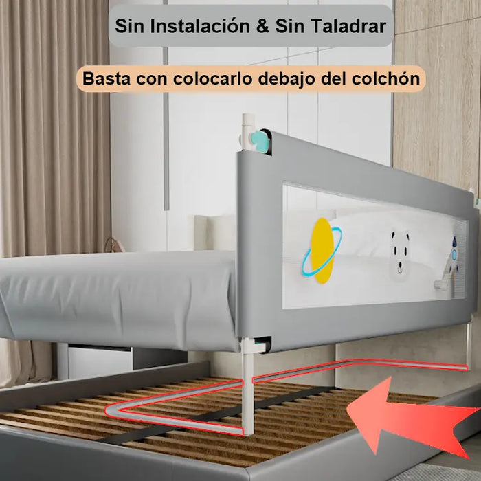 BARANDALES BARRERA PROTECTOR CAMA BEBE NO NECE TALADRAR 1,8 GRADO B