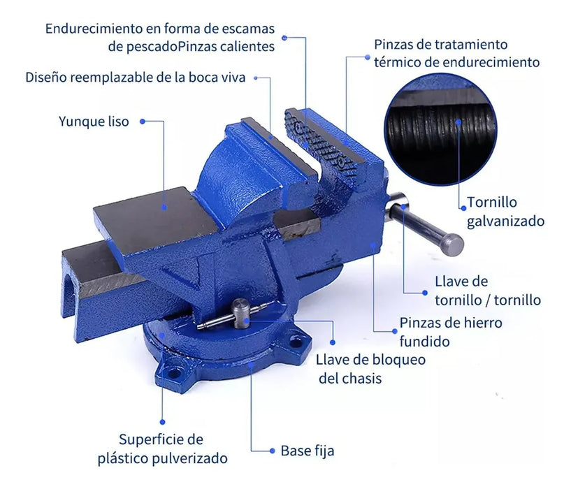 9.5kg Yunque 6in Tornillo De Banco Industrial Heavy Duty Grado B