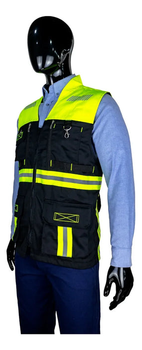 Chaleco Reflectante Bultex Zacatecas 6 Bandas Seguridad Negro/amarillo Neon 2XL GRADO B