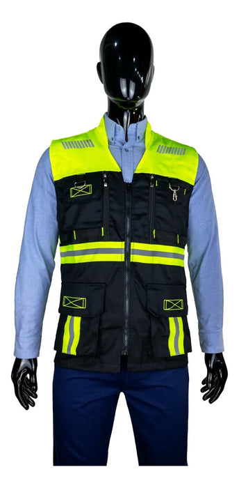 Chaleco Reflectante Bultex Zacatecas 6 Bandas Seguridad Negro/amarillo Neon 2XL GRADO B