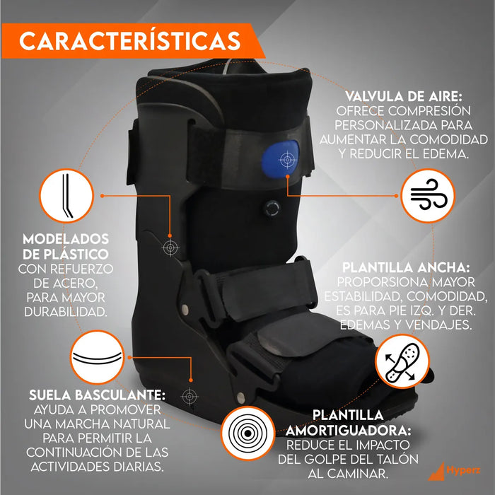 Ferula bota corta walker valvula aire neumatica para tobillo GRADO B