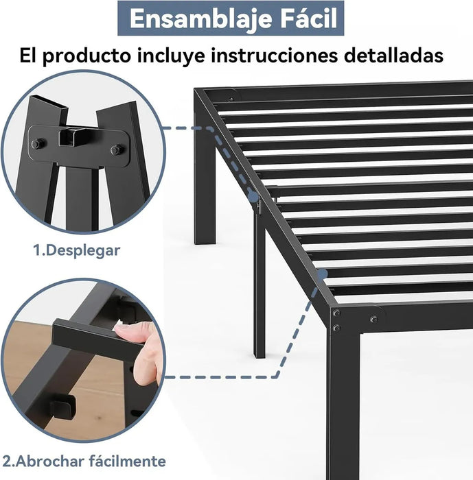 BASE DE CAMA INDIVIDUAL PLEGABLE DE METAL, 95 GRADO A