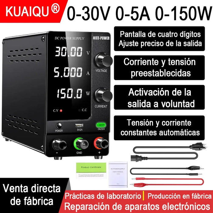 NICE-POWER SPPS-C305 30V 5A 150W FUENTE DE ALIMENTACIÓN REGULABLE LABORATORIO INTERFAZ USB DE 5V/2A , AJUSTE DEL CODIFICADOR