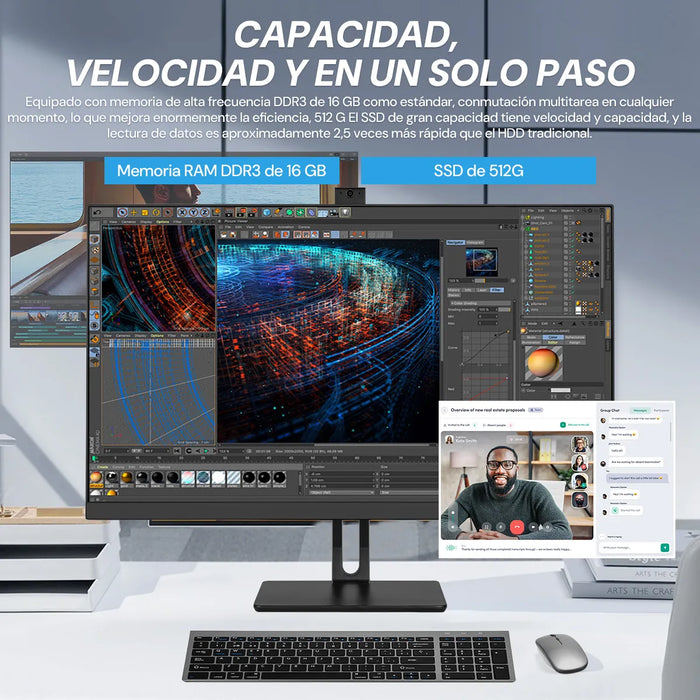Computadora All-in-One de 27 pulgadas 16g+512g,w10,intel Core I5 grado b