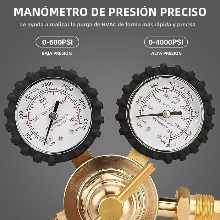 Manómetro Regulador De Nitrógeno Válvula D Alivio De Presión